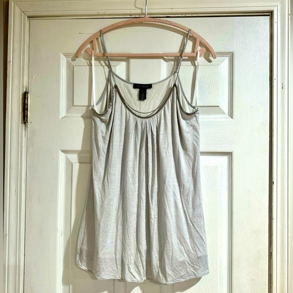 White House Black Market Silver-Trimmed White Tank Top - Picture 1 of 7